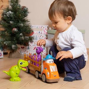 Ensemble de jouets de camion de transport de dinosaures alimentés par friction avec des voitures de transport de dessins animés pour les enfants et les tout-petits - Product Image 3