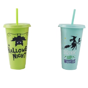 24oz Halloween riutilizzabili tazze con coperchi e cannucce sfuse per adulti Kid Women Party, portatile a prova di fuoriuscita tazze per caffè ghiacciato - Product Image 3