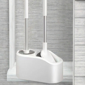 Support de brosse WC en plastique blanc, à poser au sol, avec brosse de nettoyage pour cuvette, idéal pour salle de bain et hôtel - Product Image 3