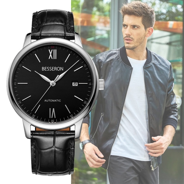 Luxury Men's Sport Automatic Watch Water Resistant Sapphire Crystal Luminous Hands Stainless Steel Leather Miyota Movement