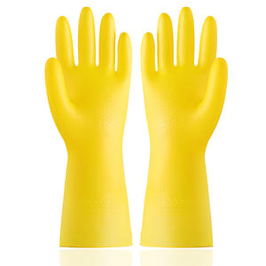 Guantes de goma amarillos para lavar platos, guantes impermeables de 32 cm para limpieza del hogar y la cocina, para lavandería y tareas domésticas - Product Image 3