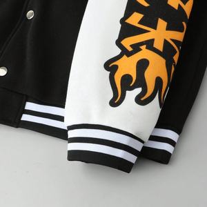 Blouson de baseball personnalisé pour homme, coupe oversize, imprimé numérique motif aigle volant et flammes, col baseball, style universitaire - Product Image 3