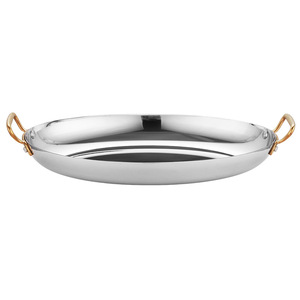 Stainless Steel Oval Steak <b>Plate</b> Double Handle Commercial Grade Party Use - Product Image 1