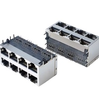 Connecteur Ethernet RJ45-35 2*N alimenté par LED, prise PCB double couche multi-sorties