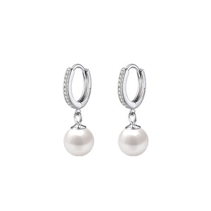 Orecchini a Cerchio con Perle in <span class=keywords><strong>Argento</strong></span> <span class=keywords><strong>925</strong></span> all'Ingrosso, Gioielli Femminili alla Moda dal Temperamento Semplice <span class=keywords><strong>e</strong></span> Raffinato, Idea Regalo di Tendenza - Product Image 1