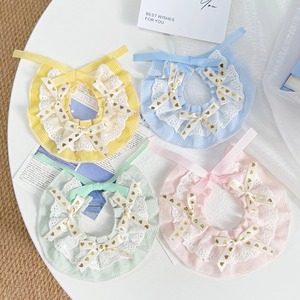 Collier-écharpe <span class=keywords><strong>pour</strong></span> animaux de compagnie en dentelle à carreaux pastel, avec nœud et volants, réglable à nouer, décoratif et mignon <span class=keywords><strong>pour</strong></span> chiens et chats, type <span class=keywords><strong>bandana</strong></span> - Product Image 2