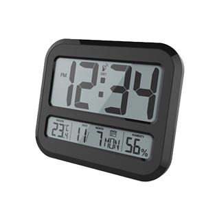 Grande horloge murale LED numérique moderne Réveil à température intérieure atomique radiocommandé pour cadeau de décoration de bureau à domicile - Product Image 1