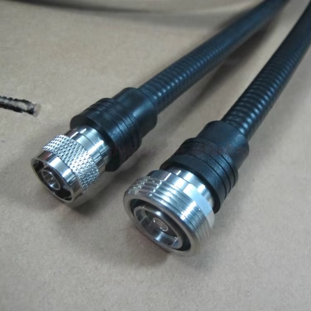RF Coaxial Cable Assembly 1/2" Super Flexible Jumper DIN Female N Male Connector 50 Ohm Copper Conductor PVC PE Jacket 3 Meters