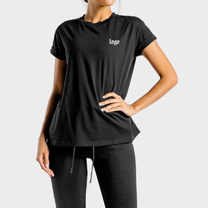 Top d'été en coton respirant personnalisé T-<span class=keywords><strong>shirt</strong></span> en coton peigné lourd à col ras du cou pour femmes - Product Image 1