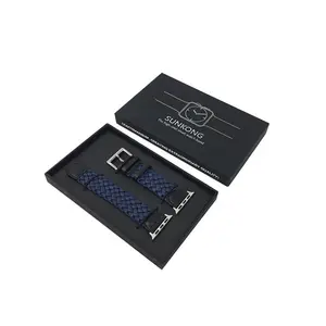 Fashion design black watch strap box case long watch band package gift box
