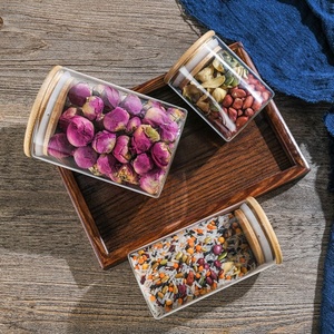 Customized Glass Food <b>Storage</b> Jars Heat Resistant Sealed Wooden Lid Air Tight <b>Storage</b> <b>Containers</b> - Product Image 2