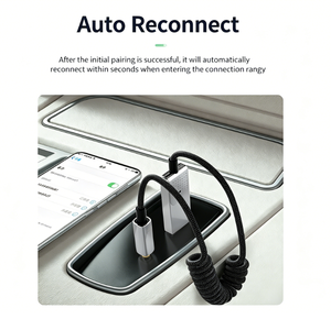 Adattatore <span class=keywords><strong>Bluetooth</strong></span> <span class=keywords><strong>AUX</strong></span> per <span class=keywords><strong>Auto</strong></span>, Ricevitore Audio Wireless da 3,5mm Alimentato via USB con Riconnessione Automatica e Cancellazione del Rumore per lo Streaming Musicale - Product Image 3