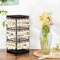 Présentoir à boucles d'oreilles rotatif à 360° à 4 niveaux en métal, support à bijoux rustique, montage facile, présentoir de comptoir pour magasin de gros