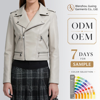 Veste en cuir courte pour femme de style européen, couleur et taille personnalisées, tendance, fermeture éclair asymétrique, veste moto