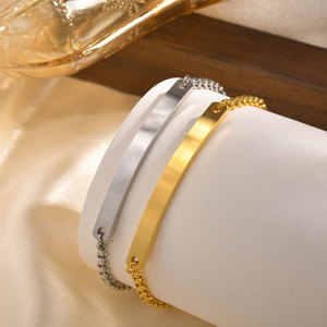 Pulsera y brazalete de moda de acero inoxidable 316L resistente al agua y al deslustre, chapado en oro de 14K y 18K, ajustable, para mujer. - Product Image 2