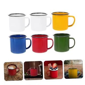 Mug à café en émail portable personnalisé avec logo, 6 cm, tasse en céramique durable avec poignée pour le camping - Product Image 1