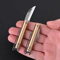 Mini couteau pliant en acier inoxydable à haute netteté poignée en laiton couteau utilitaire de poche OEM personnalisable pour le camping en plein air quotidien