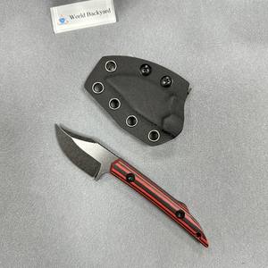 سكين تكتيكي ثابت للتخييم بتصميم جيد وصغير الحجم، مقبض G10 أحمر مخطط، شفرة حادة 2.8 بوصة من نوع Sheepsfoot للصيد وسلخ الجلود - Product Image 4