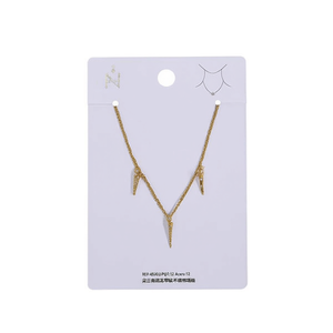 Collier en acier inoxydable avec pendentifs triangulaires à trois pointes, plaqué or, zircon, bijoux de mode unisexe, cadeau - Product Image 3