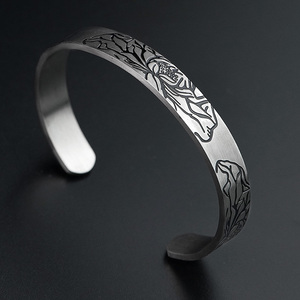 Thai Vintage Ethnic Lotus Heart Sutra Bracelet for Women Ancient Buddhist Cuff Bracelet Chinese Open Cuff <b>Bangle</b> Jewelry <b>Set</b> - Product Image 2