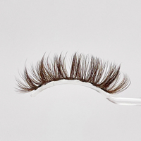 Vente en gros personnalisé 15mm brun 3D Faux vison pleine bande cils marque privée brun boîte de cils faux cils Cils marque privée