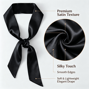 Écharpe en satin de soie 5*100 cm, couleur unie, ruban décoratif multi-usage pour cheveux, sac, cou, poignet, emballage cadeau pour femmes, vente en gros - Product Image 2