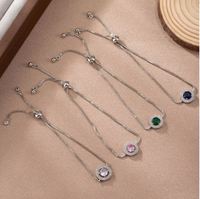 Bracelet tendance en zircon rond pour femme, bijoux minimalistes de luxe en acier inoxydable, vente en gros, accessoire de mode élégant pour le poignet