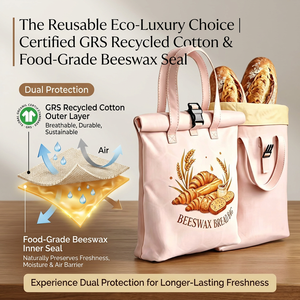 Sac de <span class=keywords><strong>boulangerie</strong></span> <span class=keywords><strong>en</strong></span> coton réutilisable personnalisé OEM pour pain au levain, sac de rangement, 14 ans d'expérience, directement de l'usine - Product Image 1