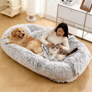 4XL-6XL Großes Winter Warmes Hundebett, Abnehmbar, Waschbar, PV-Plüsch, Rutschfeste Unterseite, Schwammgefüllt für Mittlere bis Große Hunde - Product Image 1