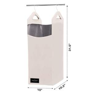 Panier à linge suspendu en rotin robuste DB Organisateur de placard avec 2 cintres en métal solide Panier à linge peu encombrant - Product Image 2
