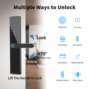 Serrure de porte d'empreintes digitales numérique en alliage d'aluminium de haute sécurité stockage en nuage-serrure de porte avant intelligente pour hôtel/<span class=keywords><strong>Apt</strong></span>/maison Wi-Fi activé - Product Image 4
