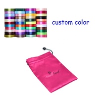 Sacs en satin rouge rose avec logo pour mèches de cheveux, taille moyenne, sac anti-poussière en satin avec cordon de serrage