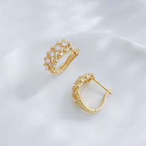 Boucles d'oreilles pendantes en or jaune 18 carats avec diamants de laboratoire, boucles d'oreilles à clip, boucles d'oreilles perlées, boucles d'oreilles tendance - Product Image 2