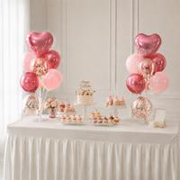 Ensemble de ballons en forme de cœur avec support de table et pompe, idéal pour les mariages et Noël, parfait pour décorer les fêtes d'anniversaire