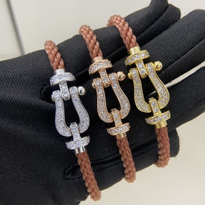 Bracciale in Argento Sterling <span class=keywords><strong>925</strong></span> di Alta Qualità, <span class=keywords><strong>Bracciali</strong></span> Fred Horseshoe per <span class=keywords><strong>Uomo</strong></span> e Donna, Gioielli alla Moda, Bracciale a Corda, Vendita all'Ingrosso - Product Image 6