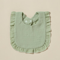Bavoirs de bébé en mousseline de coton pour bébés Bandana bavoir mousseline unie à volants nouveau-né fille garçon bave bavoir teetching bavoir avec boutons-pression