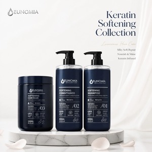 Eunomia <span class=keywords><strong>Trio</strong></span> de Soins Capillaires Réparateurs à la Kératine 800ml/1000ml Shampooing & Après-Shampooing avec Masque Capillaire pour Cheveux Secs, Frisés et Abîmés - Product Image 1