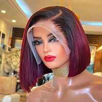 Peluca Bob con Frente de Encaje HD al por Mayor, 100% Cabello Humano Virgen, Cabello Corto Chino Natural, Peluca con Encaje Transparente, Cabello Humano Original