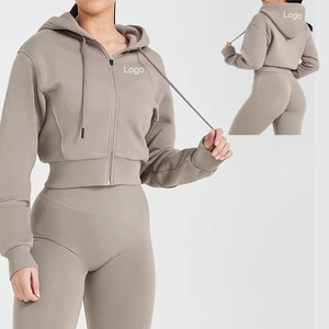 Logo personnalisé femmes Full Zip Fitness Hoodies Cordon Pull Femmes <span class=keywords><strong>Chaud</strong></span> <span class=keywords><strong>à</strong></span> manches longues Active Tops Workout Hoodies pour Femmes - Product Image 1