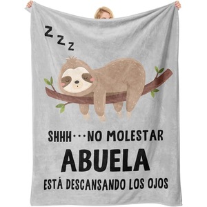Gray Sloth Sleeping Branch Flannel <b>Blanket</b> Throw <b>Blanket</b> Nap <b>Blanket</b> Reversible Cozy <b>Warm</b> for Bed Sofa Couch Custom Print - Product Image 3