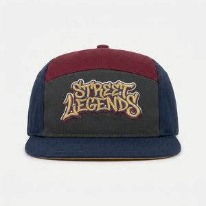 Casquette de campinguriste 5 panneaux brodée en 3D personnalisée, multicolore, style graffiti, à visière plate, streetwear, vente en gros - Product Image 1