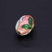 Perle intercalaire DIY en filigrane cloisonné argenté-bleu, traditionnelle, haute température, 18x12, en forme d'œuf, motif paysage