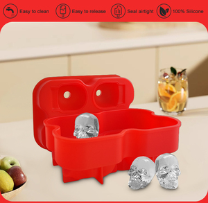 Muestra gratis logotipo personalizado 4 rejilla 3D silicona whisky bola de hielo molde gigante cráneo hueso bandeja herramientas BPA reutilizable forma de cubo comida - Product Image 2