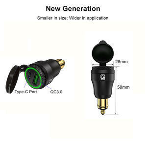 12V motocicleta QC3.0 + PD <span class=keywords><strong>USB</strong></span> C Din <span class=keywords><strong>USB</strong></span> cargador adaptador de enchufe - Product Image 5