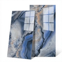 Carrelage en porcelaine à motif marbre bleu Fantasy Dream 750x1500mm, finition brillante, dalle murale décorative