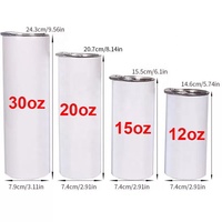 Gobelets Droits et Fins en Acier Inoxydable de 20oz et 30oz, Blocs à Sublimation Blancs, Vierges, pour Impression DIY, avec Paille et Couvercle, Vente en Gros