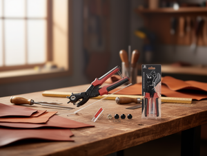 Perforatore in metallo per cuoio con impugnatura in plastica per forare cinture, strumenti fai da te - Product Image 2