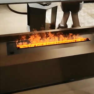 Cheminée électrique avec effet <span class=keywords><strong>de</strong></span> flamme LED, <span class=keywords><strong>insert</strong></span> 100x21x20cm, acier et verre trempé, design moderne et luxueux, utilisation intérieure - Product Image 3