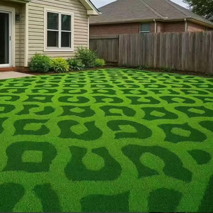 Gazon artificiel haute densité à motif personnalisé, tapis de gazon simulé écologique <span class=keywords><strong>pour</strong></span> cour, terrain de football, activités de plein air - Product Image 1