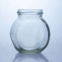 Vente en gros de pots en verre ronds vides de 200 ml et 300 ml avec panneau plat personnalisé à large ouverture pour l'emballage du miel, de la confiture et des bonbons